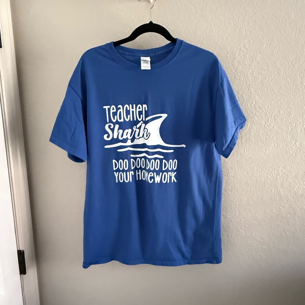 Teacher Shark Gildan Ultra Cotton Blue T-Shirt